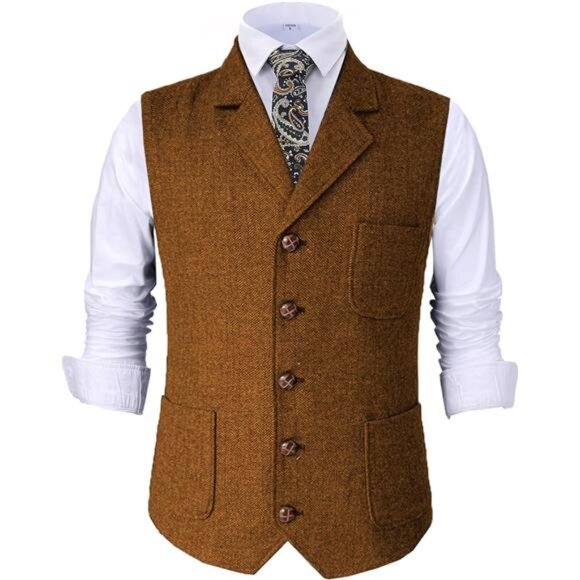 Mens Retro Suit Vest Orange